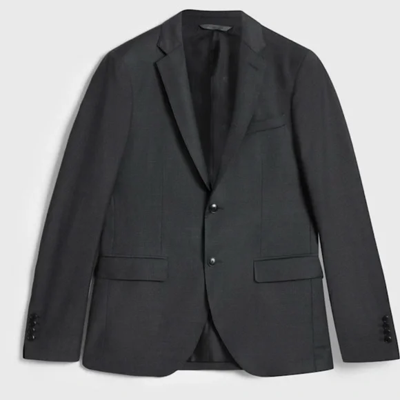 JOHN VARVATOS BLEECKER BLUE TWO BUTTON STRETCH WOOL BLEND BLAZER